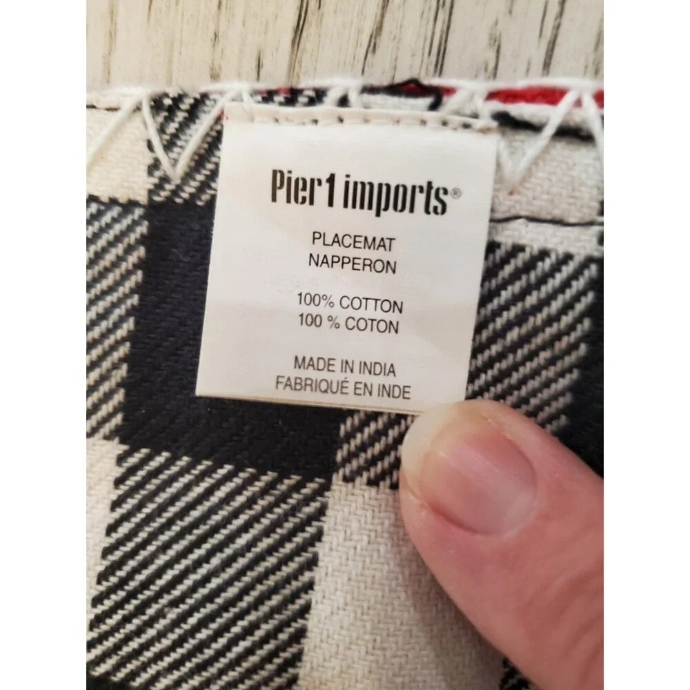 Pier 1 Imports Buffalo Plaid Reversible Placemats Cotton 18.5